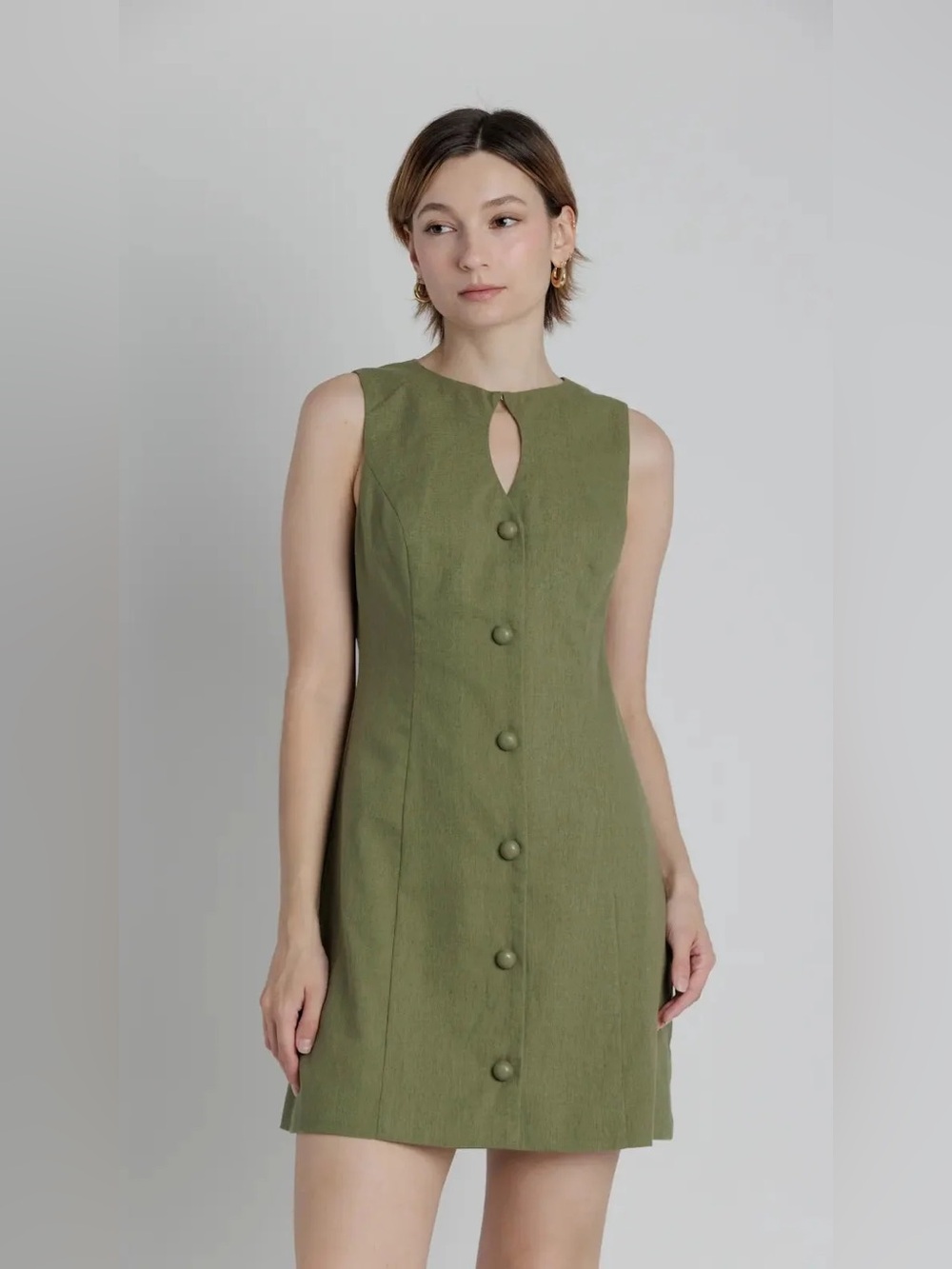 NEW AUREUM Lucy Keyhole Dress Olive Green Size Medium